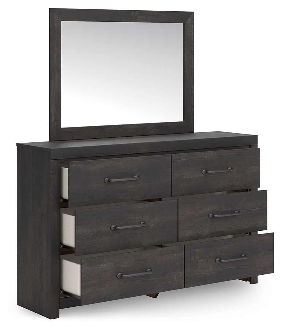 Hollivern - Gris foncé - Commode et miroir