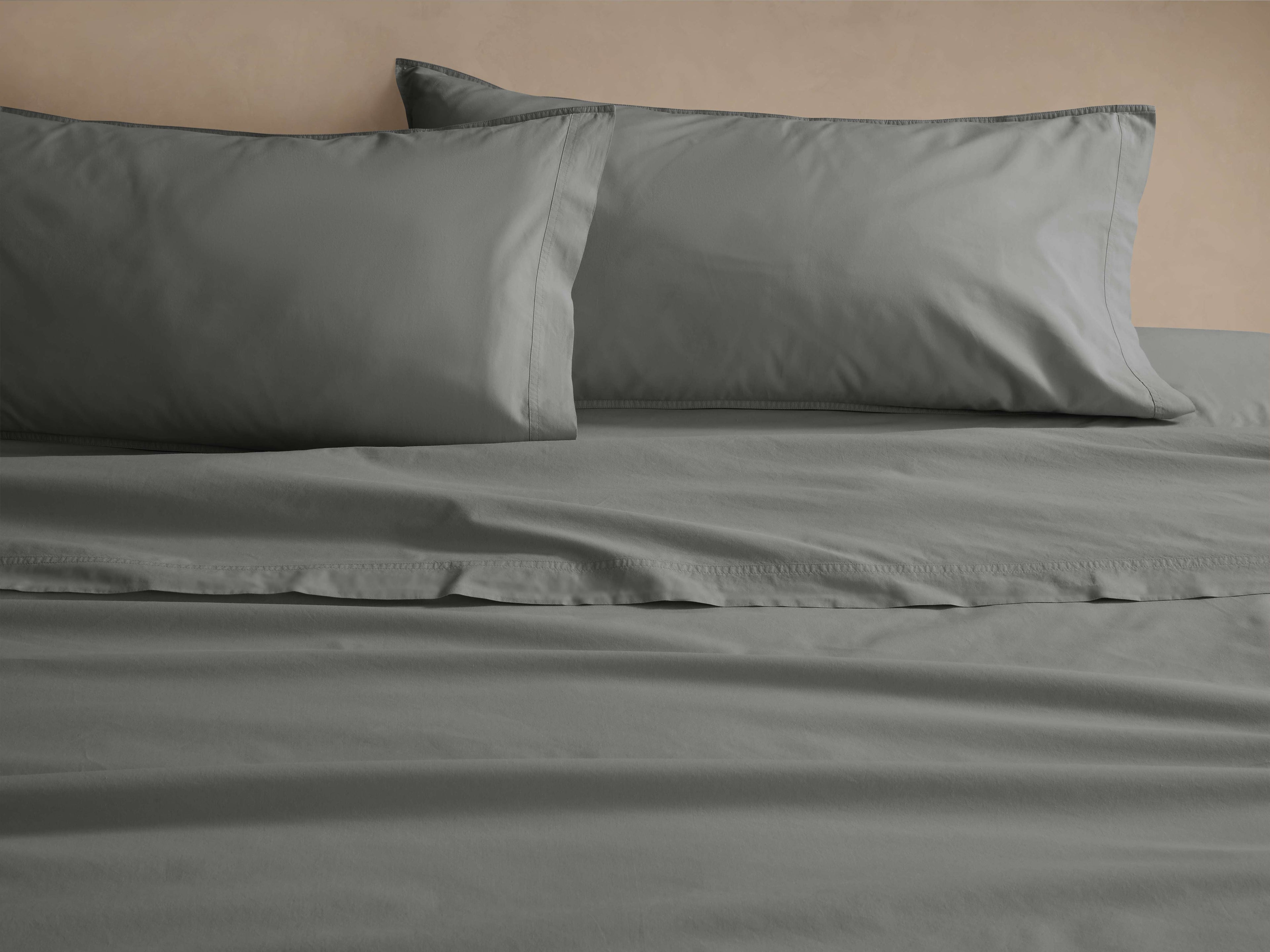 Parure de draps en percale teintée en pièce italienne, couleur anthracite
