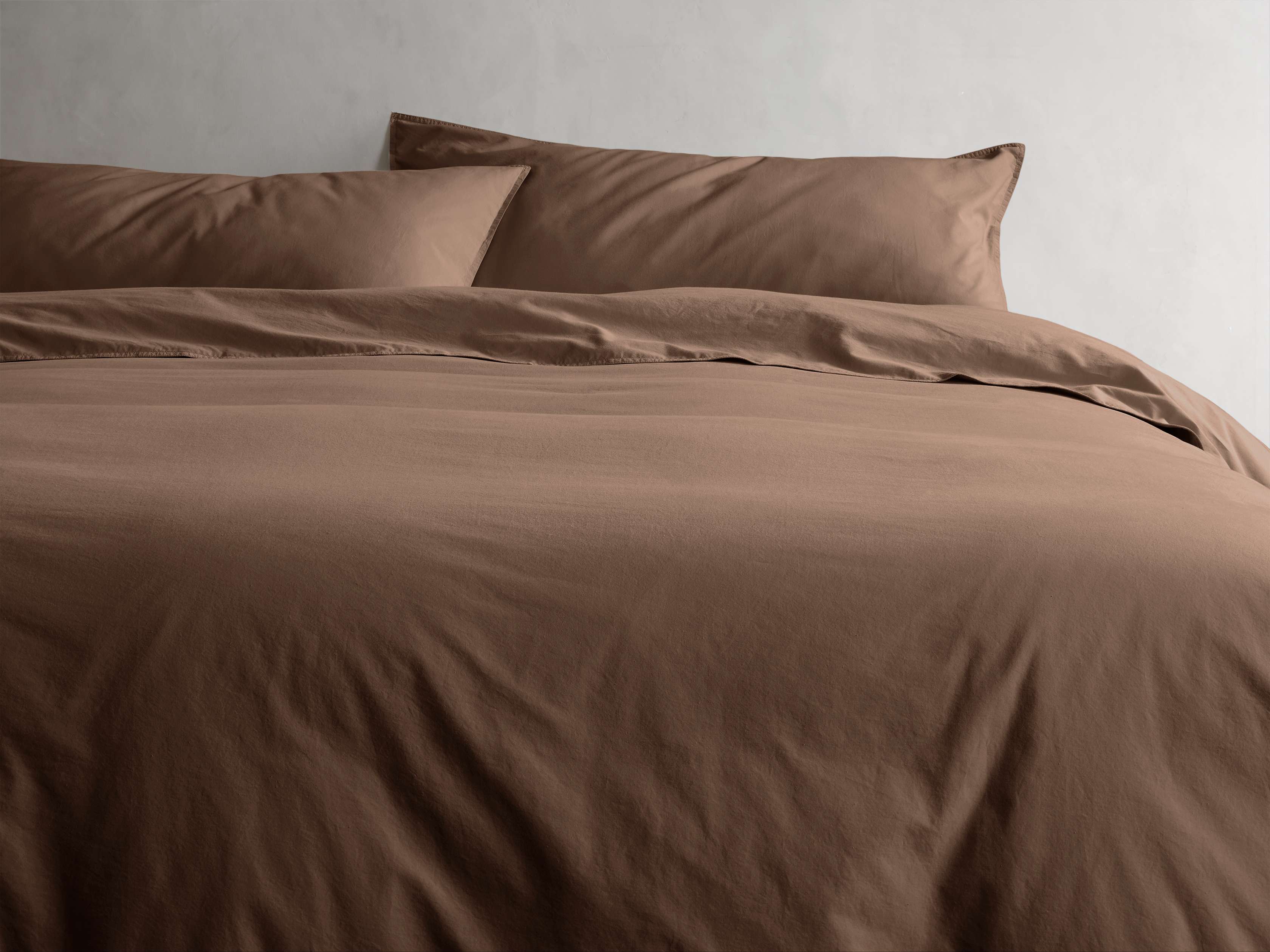 Parure de couette en percale teintée en pièce italienne couleur argile