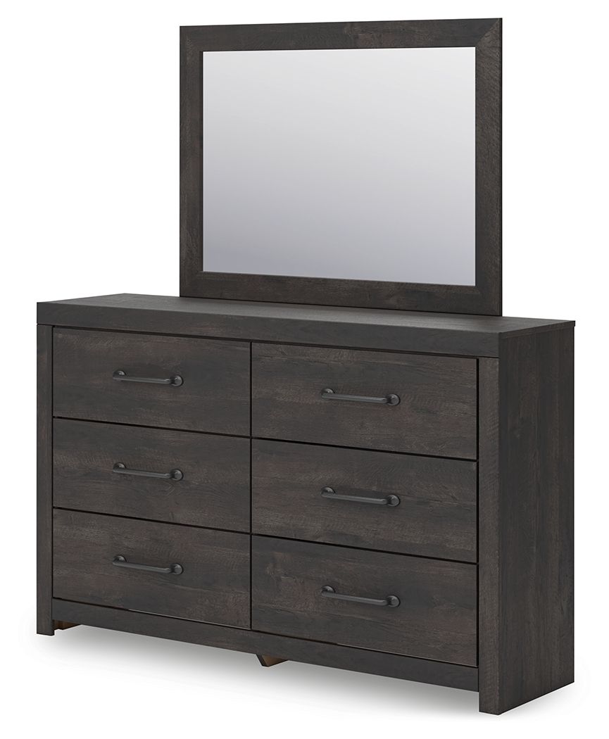 Hollivern - Gris foncé - Commode et miroir