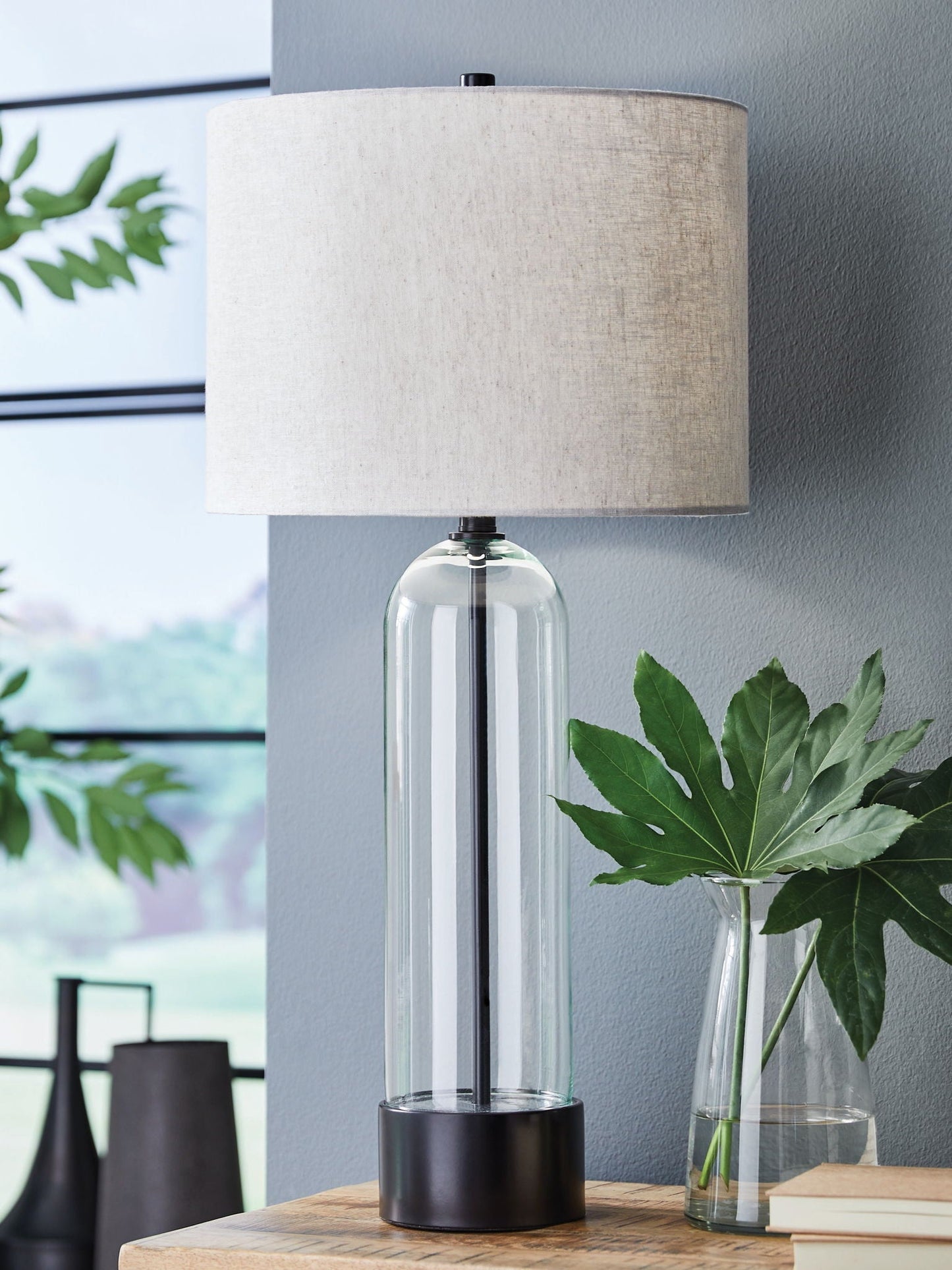 Kerrbrook - Transparent / Noir - Lampe de table en verre