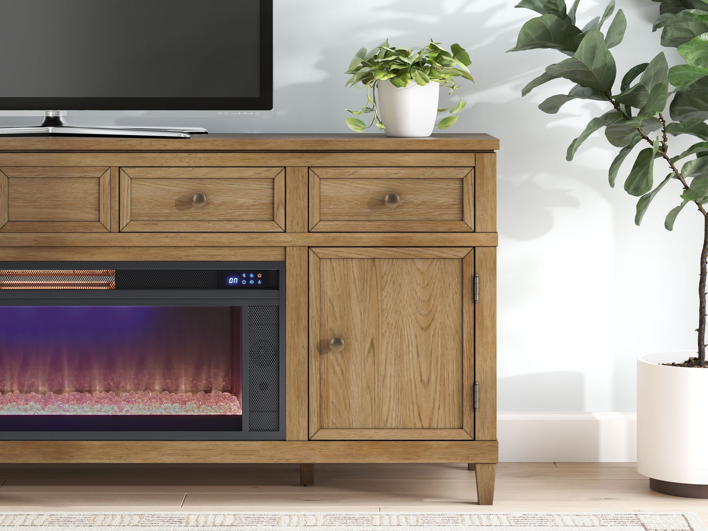 Sharlance - Meuble TV 81 avec foyer électrique