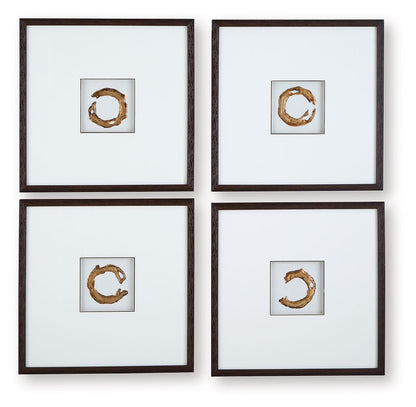 Dallbourne - Finition blanche/dorée - Ensemble de décoration murale (lot de 4)