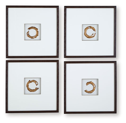 Dallbourne - Finition blanche/dorée - Ensemble de décoration murale (lot de 4)