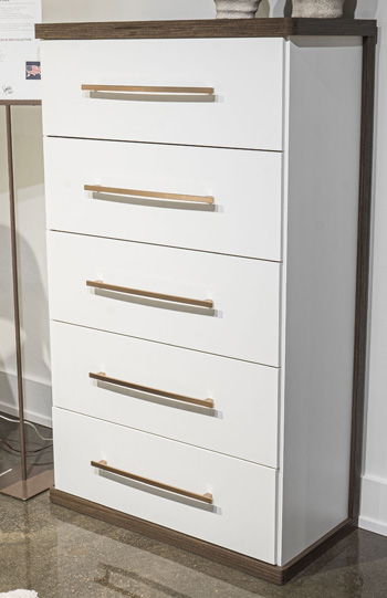 Kendanport - Marron / Blanc - Commode à cinq tiroirs