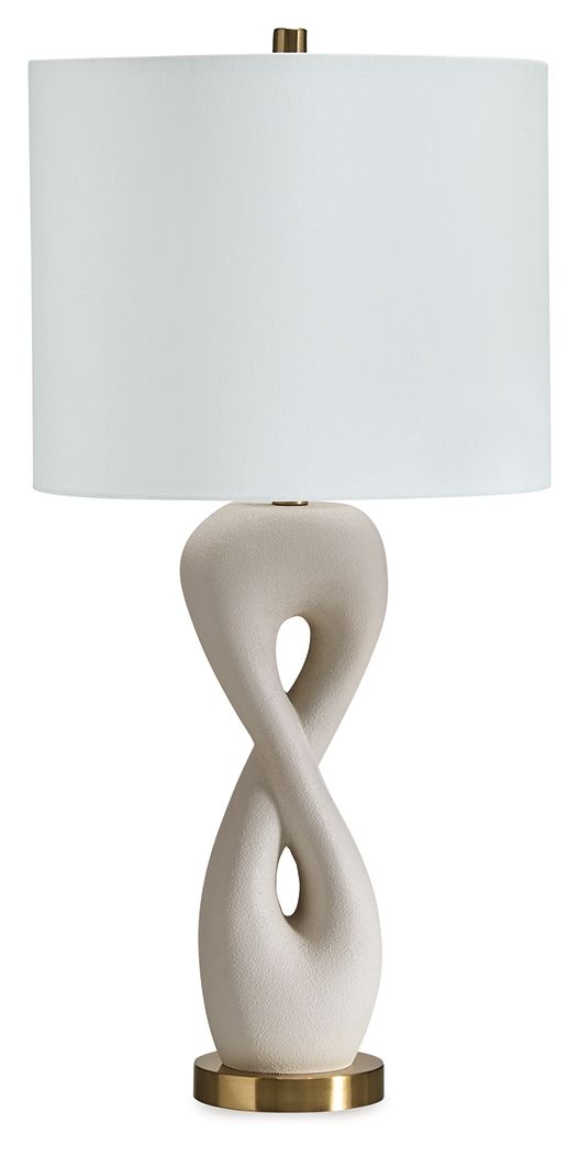 Lampe de table Judrich - Finition blanche/dorée - Poly