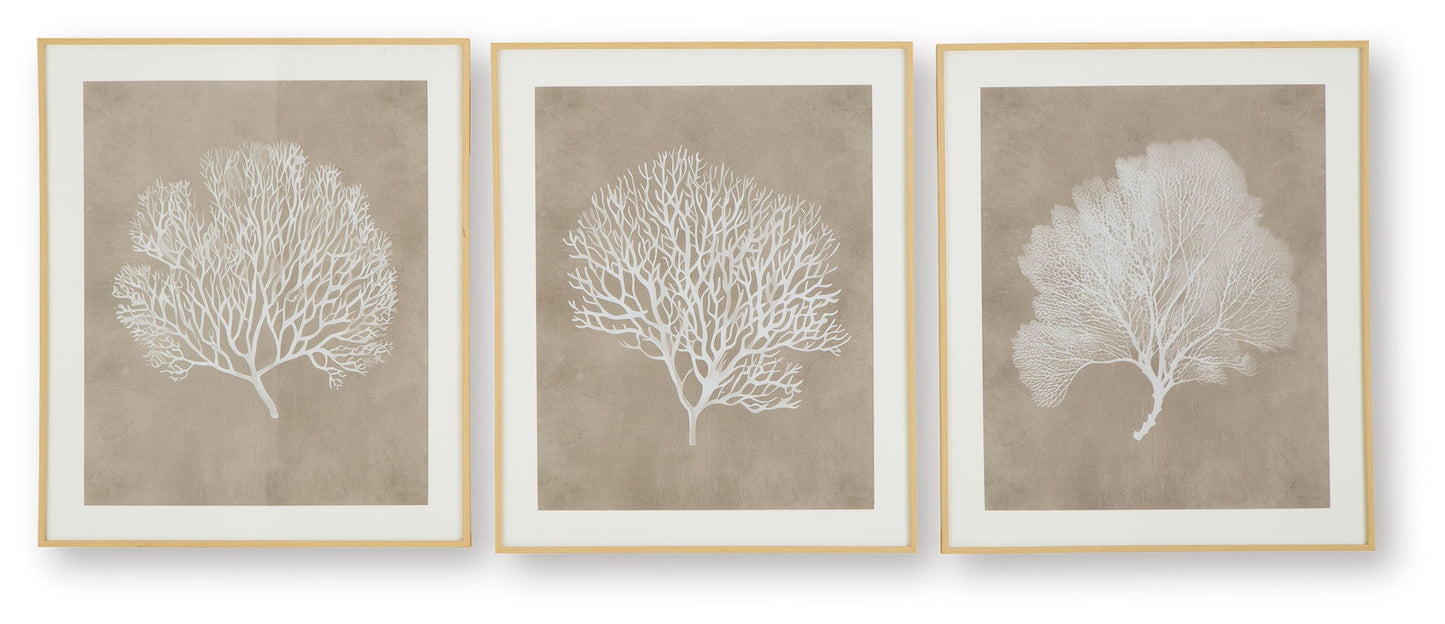 Hendridge - Taupe / Blanc - Ensemble de décoration murale (lot de 3)