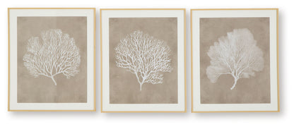 Hendridge - Taupe / Blanc - Ensemble de décoration murale (lot de 3)