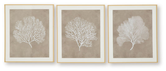 Hendridge - Taupe / Blanc - Ensemble de décoration murale (lot de 3)