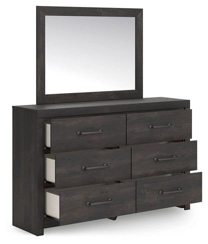 Hollivern - Gris foncé - Commode et miroir