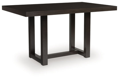 Neymorton - Brun gris foncé - Table de salle à manger rectangulaire 5 pièces, 4 tabourets de bar