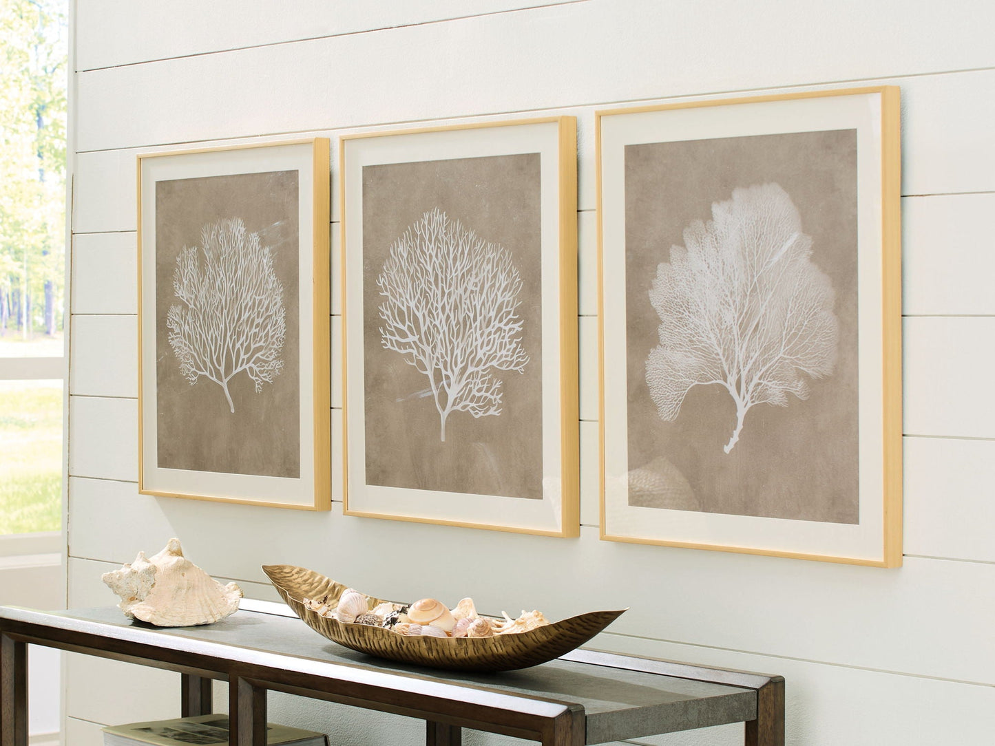 Hendridge - Taupe / Blanc - Ensemble de décoration murale (lot de 3)
