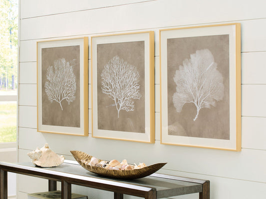 Hendridge - Taupe / Blanc - Ensemble de décoration murale (lot de 3)