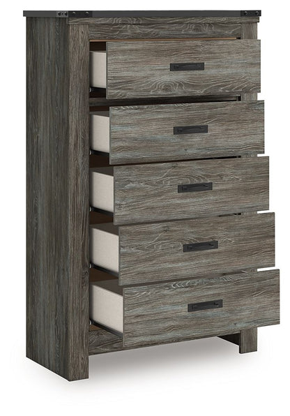 Frandern - Gris - Commode à cinq tiroirs