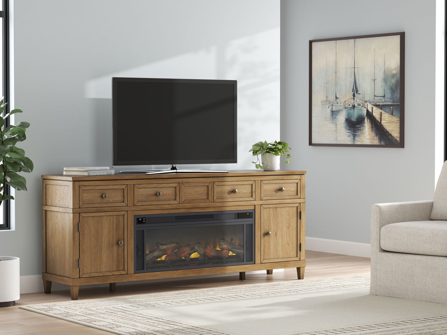 Sharlance - Meuble TV 81 avec foyer électrique