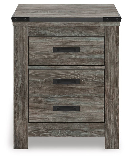 Frandern - Gris - Table de chevet à deux tiroirs