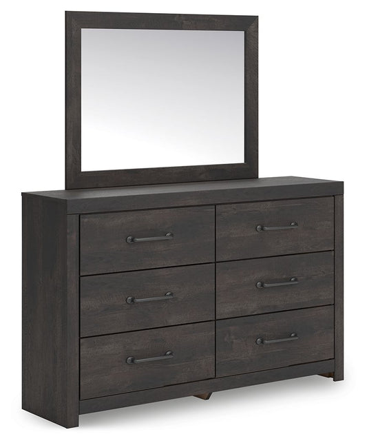 Hollivern - Gris foncé - Commode et miroir