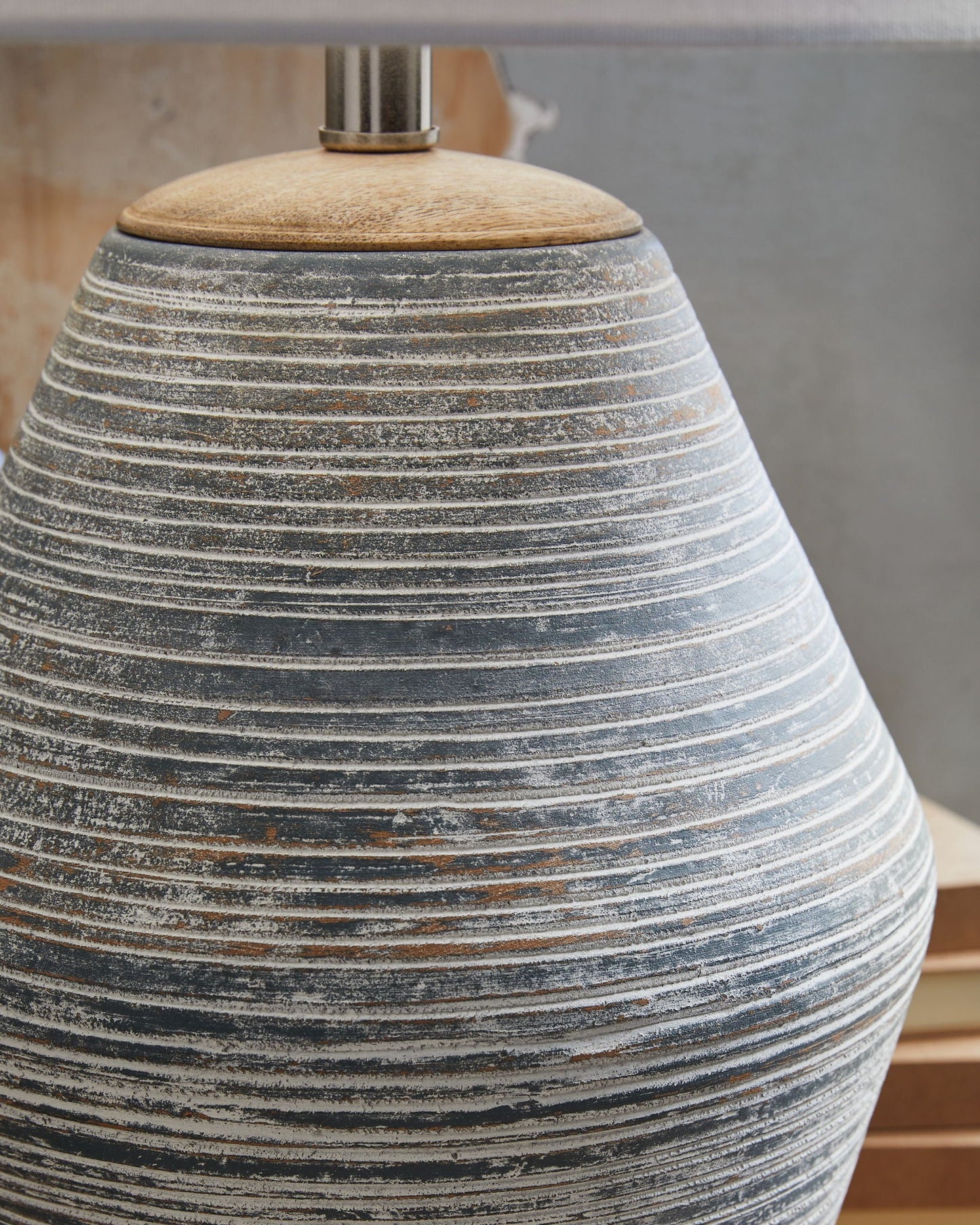 Lawrock - Lampe de table en terre cuite bleu antique