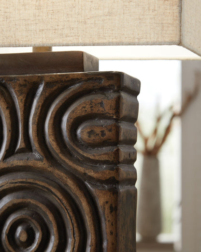 Heathbury - Lampe de table en papier marron antique