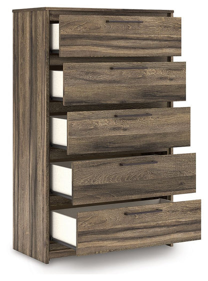 Elbrim - Marron - Commode à cinq tiroirs