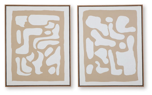 Waldett - Beige / Blanc - Ensemble de décorations murales (lot de 2)