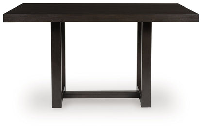 Neymorton - Brun gris foncé - Table de salle à manger rectangulaire 5 pièces, 4 tabourets de bar