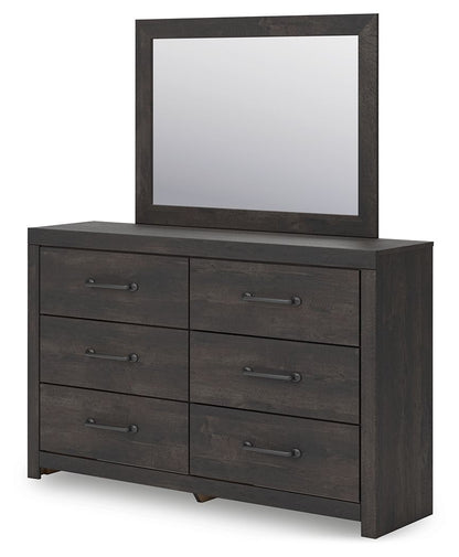 Hollivern - Gris foncé - Commode et miroir