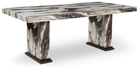Jeshina - Marron foncé / Beige - Table à manger