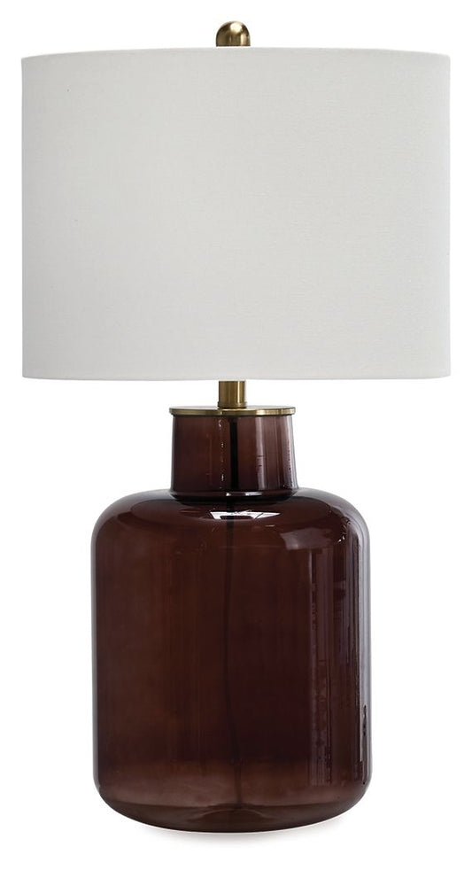 Mette - Finition marron/dorée - Lampe de table en verre