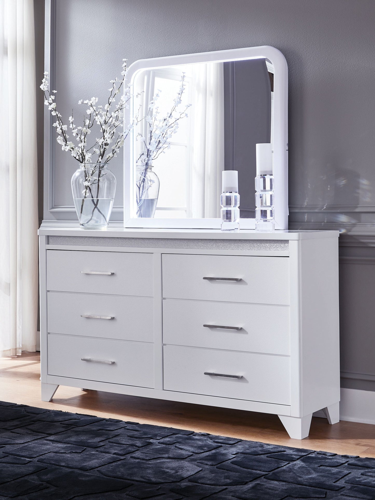Jarlee - Blanc - Commode et miroir