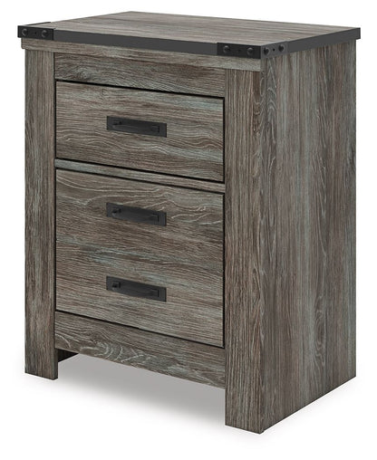 Frandern - Gris - Table de chevet à deux tiroirs
