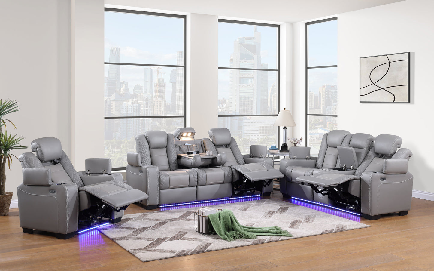 Logan - Ensemble de 2 fauteuils inclinables électriques gris