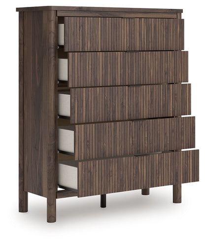 Pamytta - Marron - Commode large à cinq tiroirs