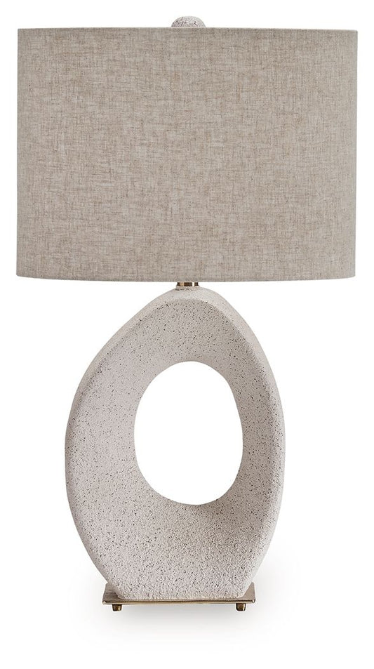 Trentlen - Lampe de table en papier finition crème/dorée