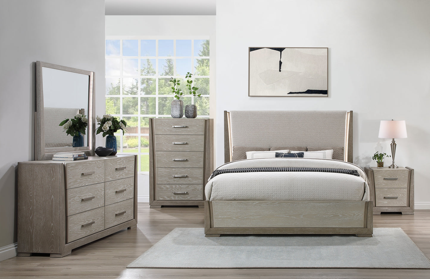 Kenora - Ensemble de chambre à coucher king size à DEL 5 pièces