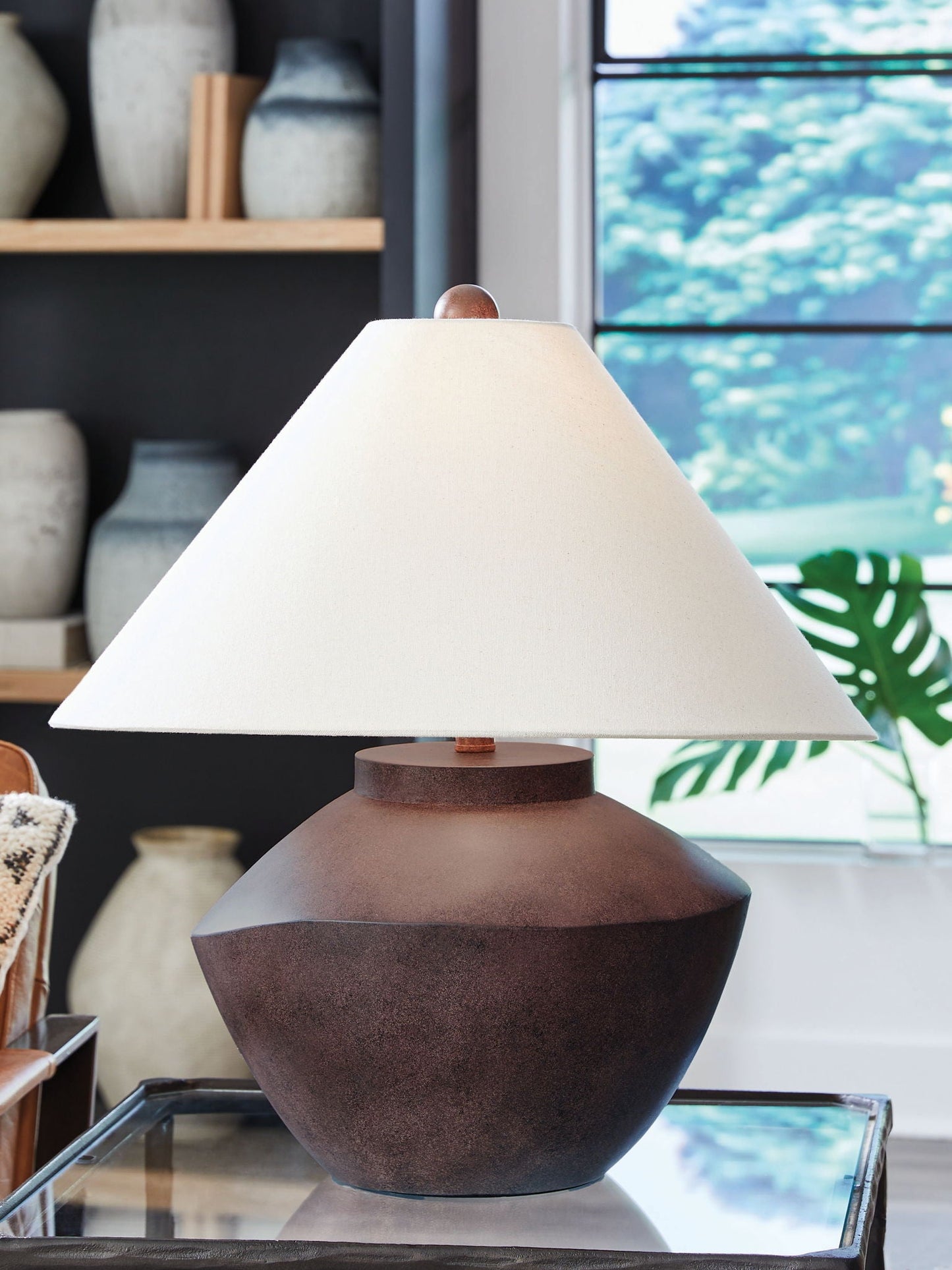 Honsworth - Lampe de table en polychrome marron antique