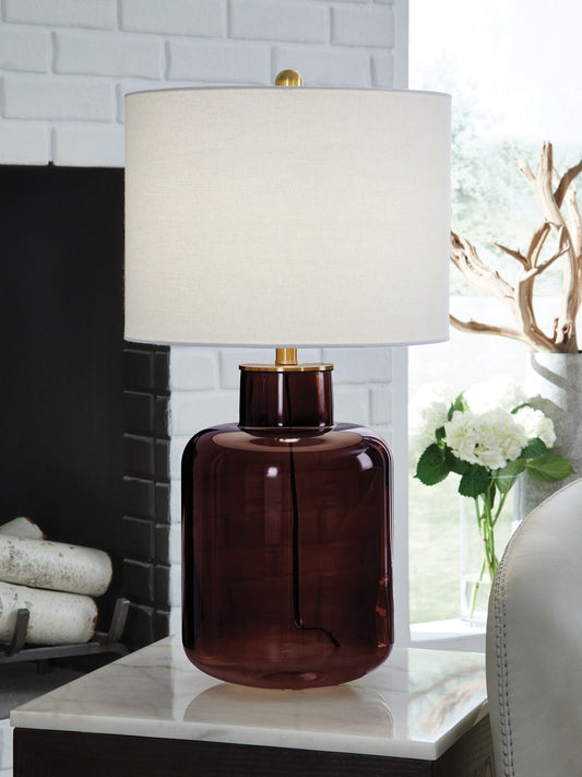 Mette - Finition marron/dorée - Lampe de table en verre