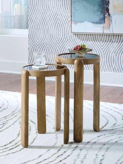 Jossor - Marron clair - Ensemble de tables d'appoint (lot de 2)