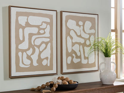 Waldett - Beige / Blanc - Ensemble de décorations murales (lot de 2)