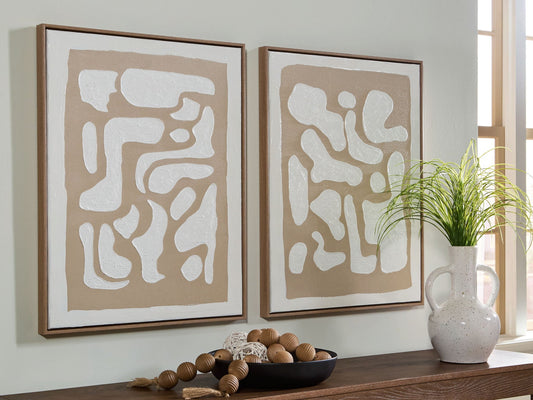 Waldett - Beige / Blanc - Ensemble de décorations murales (lot de 2)