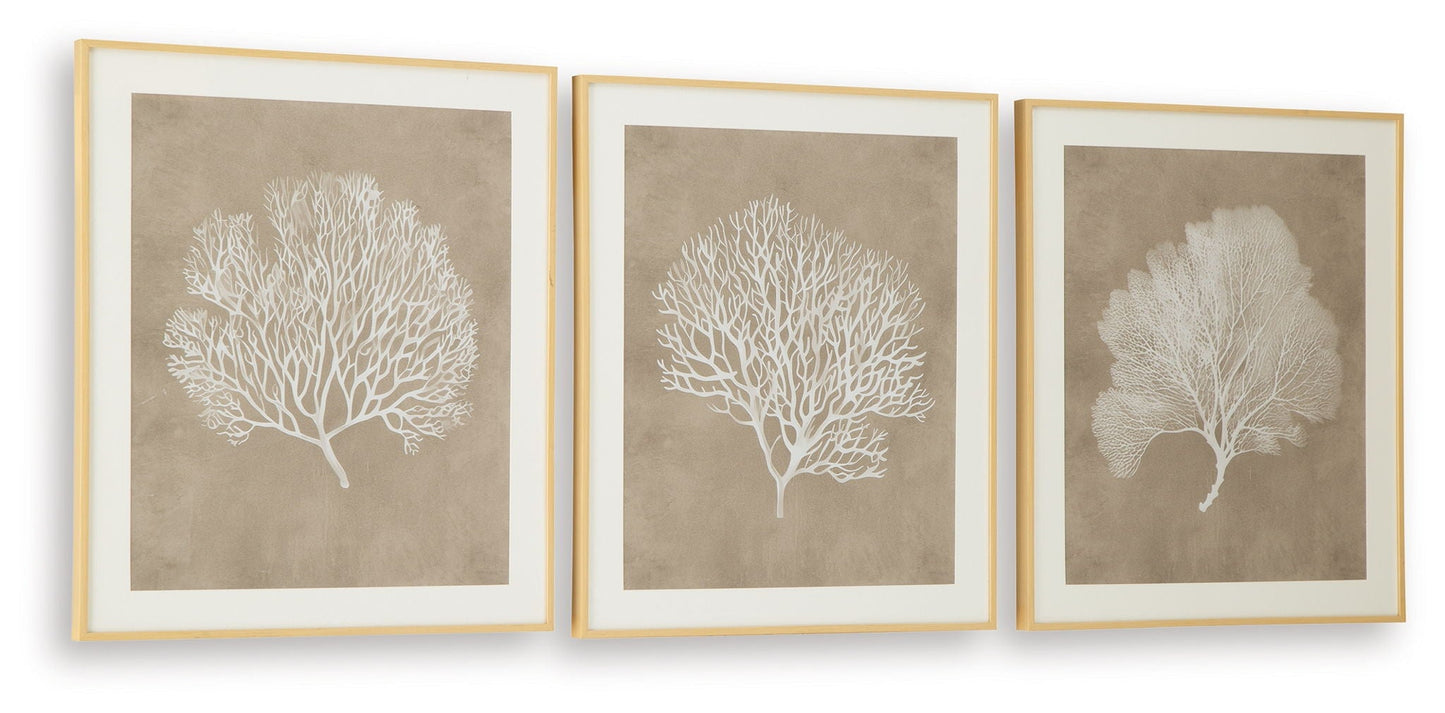 Hendridge - Taupe / Blanc - Ensemble de décoration murale (lot de 3)