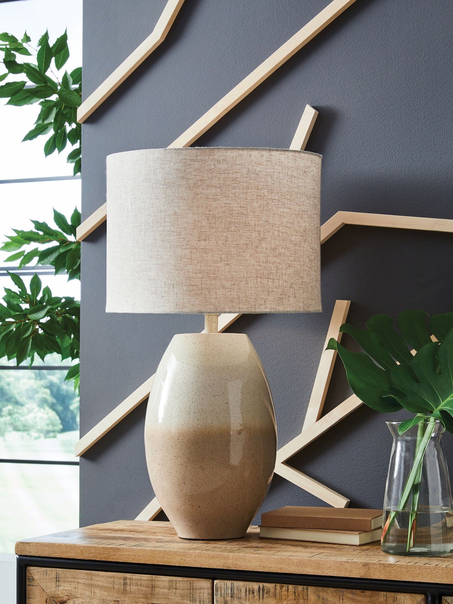 Linas - Crème / Beige - Lampe de table en métal