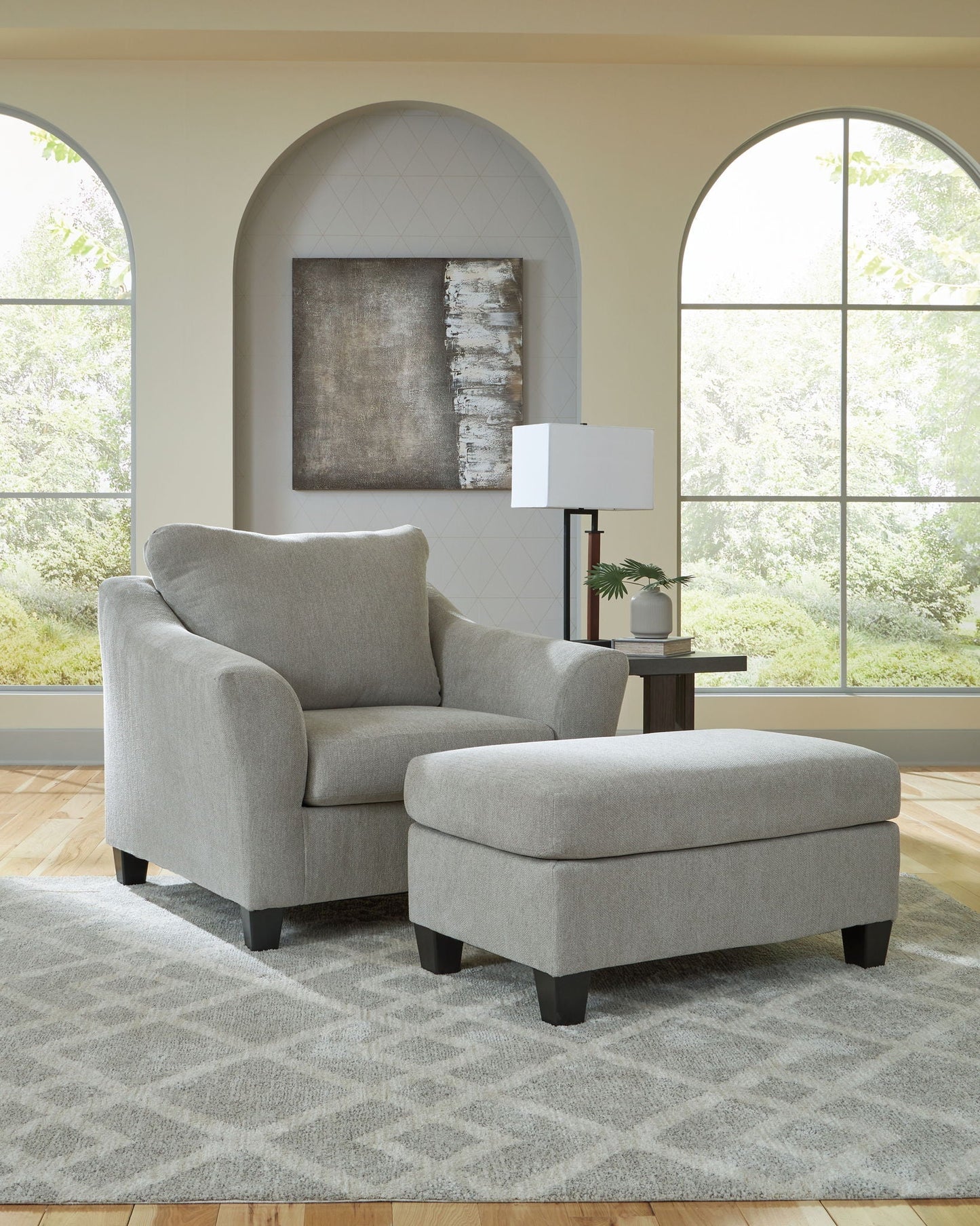 Willarae - Taupe - Ensemble 2 pièces - Chaise et demie, Pouf