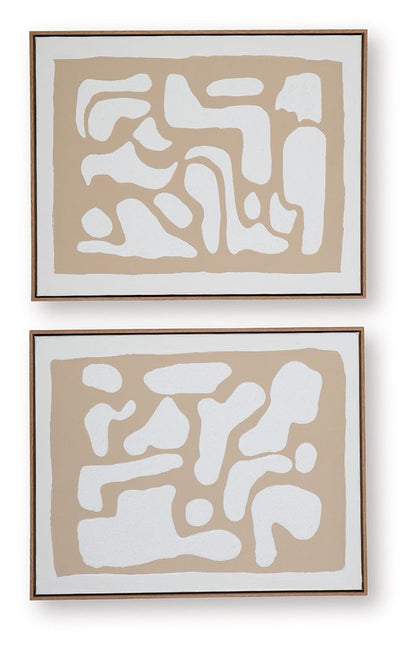 Waldett - Beige / Blanc - Ensemble de décorations murales (lot de 2)