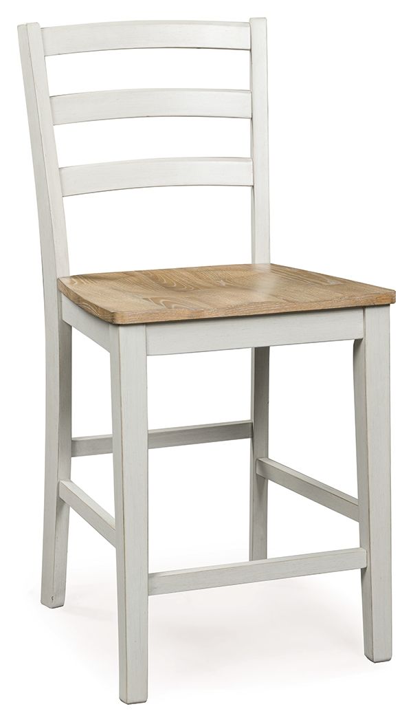 Purlaney - Blanc antique / Naturel - Tabouret de bar (lot de 2)