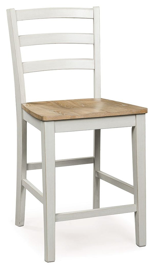Purlaney - Blanc antique / Naturel - Tabouret de bar (lot de 2)