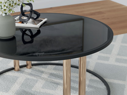 Hannerly - Finition noire/dorée - Ensemble de tables d'appoint (lot de 3)