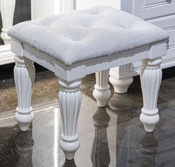 Kozlani - Blanc - Tabouret de coiffeuse rembourré