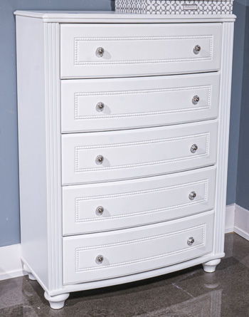 Kozlani - Blanc - Commode à cinq tiroirs
